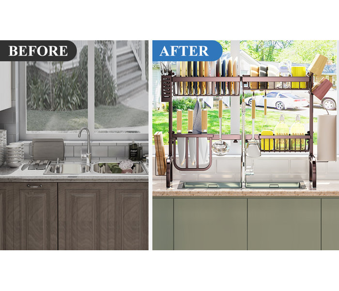 TOOLKISS Stainless Steel Over the Sink Dish Rack & Reviews Wayfair